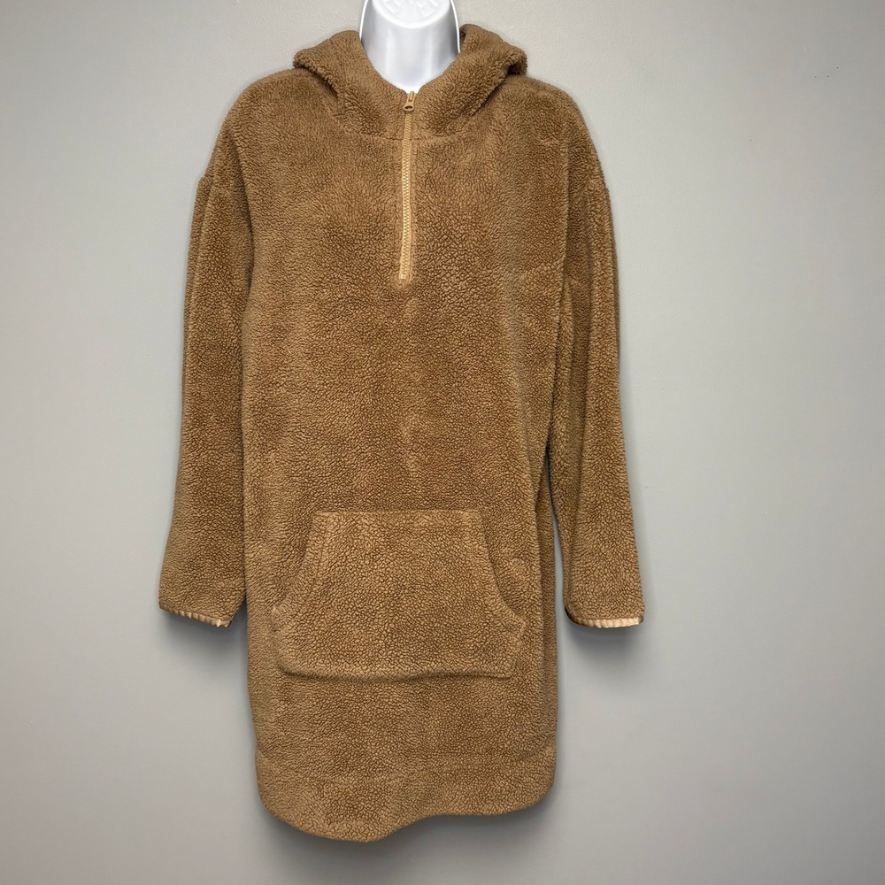 Koolaburra By Ugg Tan Sherpa 1/2 Zip Oversized Loungewear Cozy Hoodie Womens M